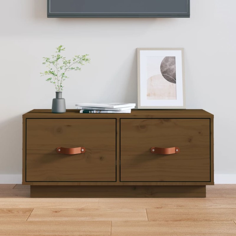 Mobile Porta TV Miele 80x34x35 cm in Legno Massello di Pino Mobile Porta TV Miele 80x34x35 cm in Legno Massello di Pino