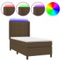 Letto a Molle Materasso e LED Marrone Scuro 100x200 cm Tessuto Letto a Molle Materasso e LED Marrone Scuro 100x200 cm Tessuto
