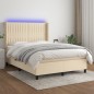 Letto a Molle con Materasso e LED Crema 140x190 cm in Tessuto Letto a Molle con Materasso e LED Crema 140x190 cm in Tessuto