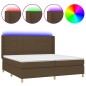 Letto a Molle Materasso e LED Marronescuro 200x200cm in Tessuto Letto a Molle Materasso e LED Marronescuro 200x200cm in Tessuto