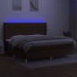 Letto a Molle Materasso e LED Marronescuro 200x200cm in Tessuto Letto a Molle Materasso e LED Marronescuro 200x200cm in Tessuto