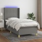 Letto a Molle Materasso e LED Grigio Scuro 80x200 cm in Tessuto Letto a Molle Materasso e LED Grigio Scuro 80x200 cm in Tessuto