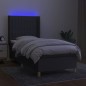 Letto a Molle Materasso e LED Grigio Scuro 80x200 cm in Tessuto Letto a Molle Materasso e LED Grigio Scuro 80x200 cm in Tessuto
