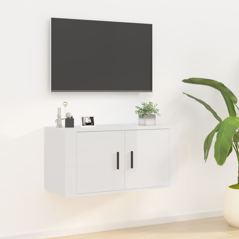 Mobile Porta TV a Parete bianco lucido 80x34,5x40 cm Mobile Porta TV a Parete bianco lucido 80x34,5x40 cm