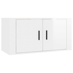 Mobile Porta TV a Parete bianco lucido 80x34,5x40 cm
