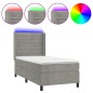 Letto a Molle Materasso e LED Grigio Chiaro 80x200 cm Velluto Letto a Molle Materasso e LED Grigio Chiaro 80x200 cm Velluto