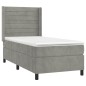 Letto a Molle Materasso e LED Grigio Chiaro 80x200 cm Velluto Letto a Molle Materasso e LED Grigio Chiaro 80x200 cm Velluto
