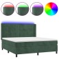 Letto a Molle con Materasso e LED Verde Scuro 180x200cm Velluto Letto a Molle con Materasso e LED Verde Scuro 180x200cm Velluto