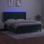 Letto a Molle con Materasso e LED Verde Scuro 180x200cm Velluto Letto a Molle con Materasso e LED Verde Scuro 180x200cm Velluto