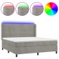 Letto a Molle Materasso e LED Grigio Chiaro 160x200 cm Velluto Letto a Molle Materasso e LED Grigio Chiaro 160x200 cm Velluto