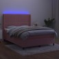 Letto a Molle con Materasso e LED Rosa 140x200 cm in Velluto Letto a Molle con Materasso e LED Rosa 140x200 cm in Velluto