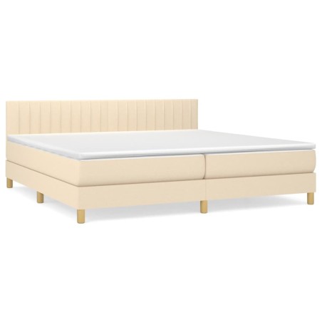 Giroletto a Molle con Materasso Crema 200x200 cm in Tessuto