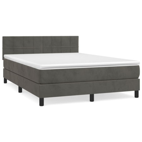 Giroletto a Molle con Materasso Grigio Scuro 140x200 cm Velluto