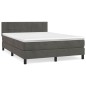 Giroletto a Molle con Materasso Grigio Scuro 140x200 cm Velluto