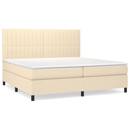 Giroletto a Molle con Materasso Crema 200x200 cm in Tessuto