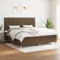 Giroletto a Molle con Materasso Marrone Scuro 200x200cm Tessuto