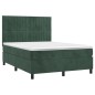 Giroletto a Molle con Materasso Verde Scuro 140x190 cm Velluto