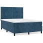 Giroletto a Molle con Materasso Blu Scuro 140x200 cm in Velluto