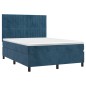 Giroletto a Molle con Materasso Blu Scuro 140x200 cm in Velluto