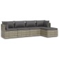 Set Divani da Giardino 5 pz con Cuscini in Polyrattan Grigio Set Divani da Giardino 5 pz con Cuscini in Polyrattan Grigio