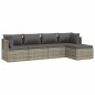 Set Divani da Giardino 5 pz con Cuscini in Polyrattan Grigio Set Divani da Giardino 5 pz con Cuscini in Polyrattan Grigio