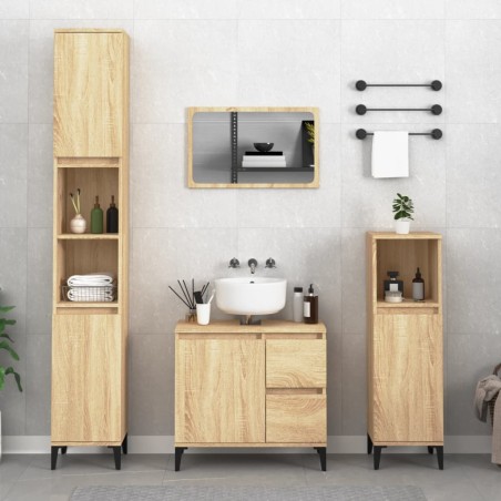 Armadietto da Bagno Rovere Sonoma 65x33x60 cm Legno Multistrato