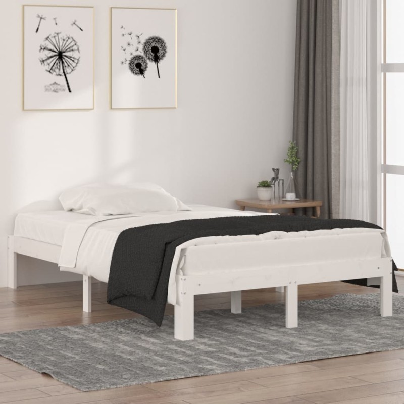 Giroletto Bianco in Legno Massello 120x190 cm Small Double Giroletto Bianco in Legno Massello 120x190 cm Small Double