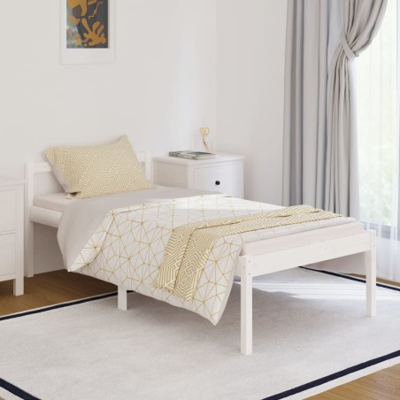 Letto per Anziani Bianco 90x190 cm Single in Legno di Pino