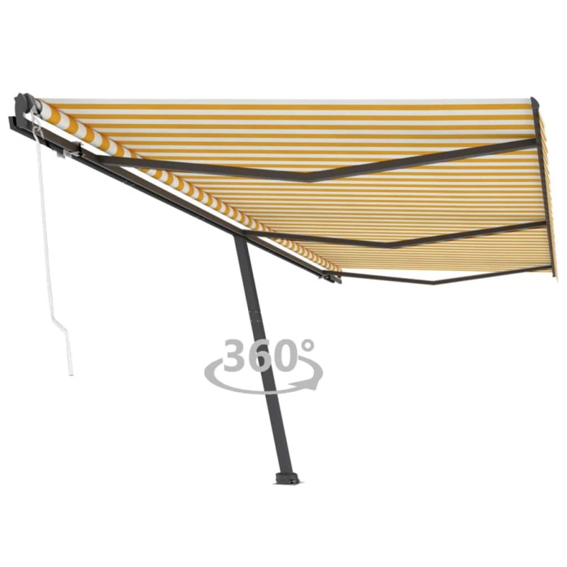 Tenda da Sole Autoportante Automatica 600x300 cm Gialla Bianca Tenda da Sole Autoportante Automatica 600x300 cm Gialla Bianca