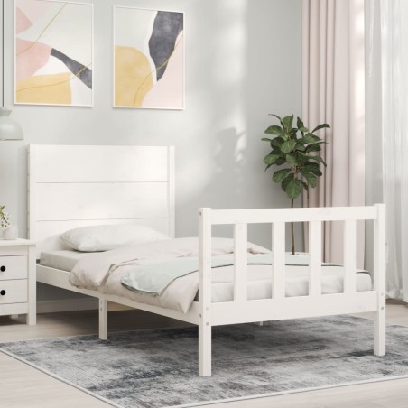 Giroletto con Testiera Bianco Single in Legno Massello