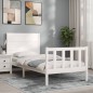 Giroletto con Testiera Bianco Single in Legno Massello