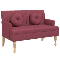 Panca con Cuscini Rosso Vino 113x64,5x75,5 cm in Tessuto