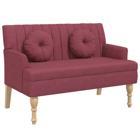 Panca con Cuscini Rosso Vino 113x64,5x75,5 cm in Tessuto