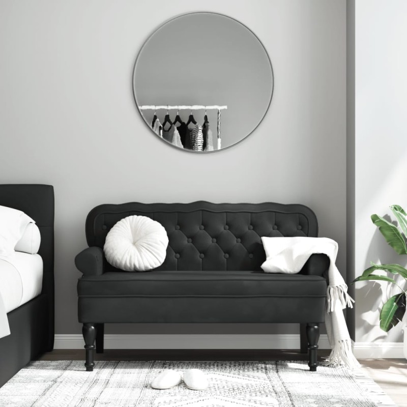 Panca con Schienale Nera 119,5x64,5x75 cm in Velluto Panca con Schienale Nera 119,5x64,5x75 cm in Velluto