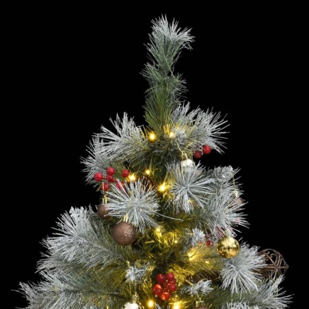 Albero Natale Incernierato con 150 LED e Palline 120 cm