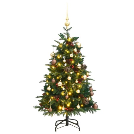 Albero Natale Incernierato con 150 LED e Palline 120 cm