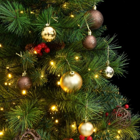 Albero Natale Incernierato con 150 LED e Palline 120 cm