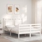 Giroletto con Testiera Bianco 140x200 cm in Legno Massello Giroletto con Testiera Bianco 140x200 cm in Legno Massello