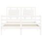Giroletto con Testiera Bianco 140x200 cm in Legno Massello Giroletto con Testiera Bianco 140x200 cm in Legno Massello