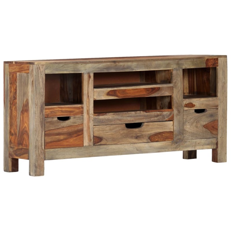 Credenza Grigia 100x30x50 cm in Legno Massello di Sheesham Credenza Grigia 100x30x50 cm in Legno Massello di Sheesham