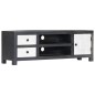 Mobile TV Intagliato a Mano Grigio Bianco 120x30x40 cm in Mango Mobile TV Intagliato a Mano Grigio Bianco 120x30x40 cm in Mango