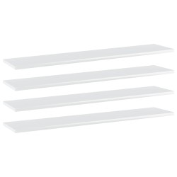 Ripiani per Libreria 4pz Bianco Lucido 100x20x1,5cm Multistrato