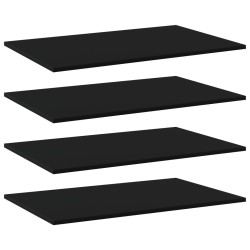 Ripiani per Libreria 4pz Neri 80x50x1,5cm in Legno Multistrato