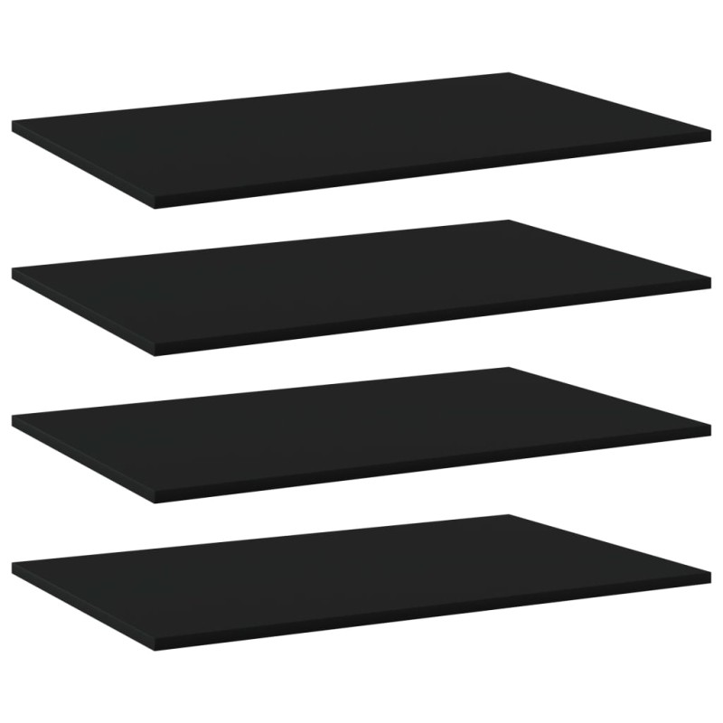 Ripiani per Libreria 4pz Neri 80x50x1,5cm in Legno Multistrato