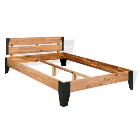 vidaXL Giroletto senza Materasso in Legno Acacia e Acciaio 152x203 cm