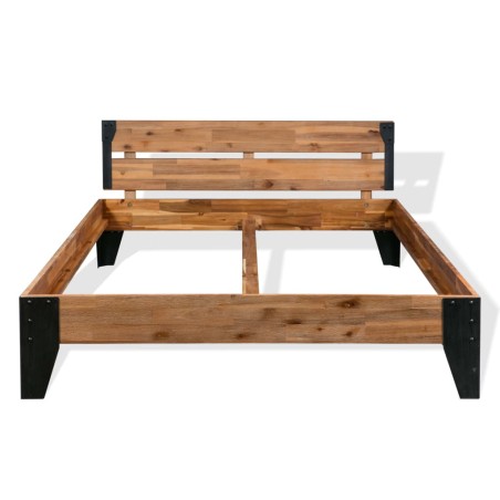 vidaXL Giroletto senza Materasso in Legno Acacia e Acciaio 152x203 cm