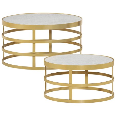 vidaXL Set Tavolini da Salotto 2 pz Marmo Ottone e Bianco