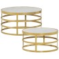 vidaXL Set Tavolini da Salotto 2 pz Marmo Ottone e Bianco