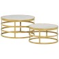vidaXL Set Tavolini da Salotto 2 pz Marmo Ottone e Bianco