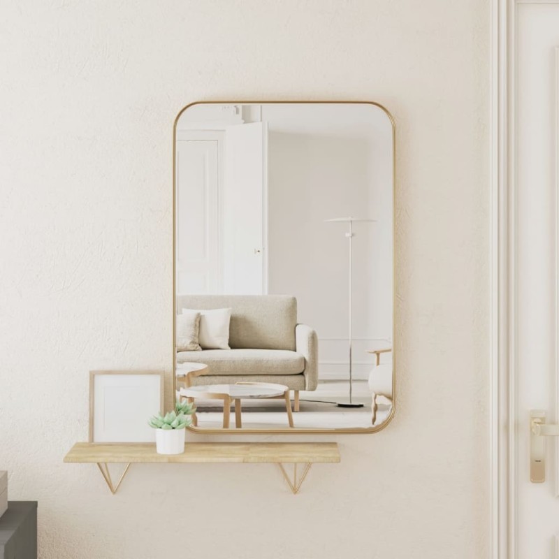 Specchio da Parete Dorato 40x60 cm Rettangolare
